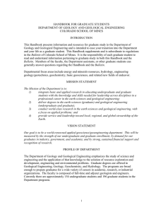 HANDBOOK FOR GRADUATE STUDENTS DEPARTMENT OF GEOLOGY AND GEOLOGICAL ENGINEERING