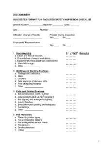 39.9 - Exhibit 01 SUGGESTED FORMAT FOR FACILITIES SAFETY INSPECTION CHECKLIST