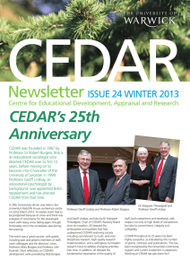 CEDAR Newsletter CEDAR’s 25th Anniversary