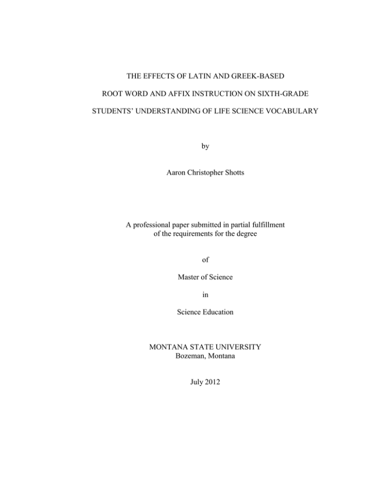 THE EFFECTS OF LATIN AND GREEK BASED
