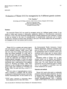 Evaluation  of Thimet 10-G  for mutagenicity by 4... T . K .   P a n d...