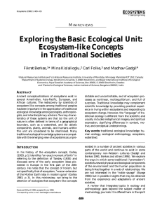 Exploring the Basic Ecological Unit: Ecosystem-like Concepts in Traditional Societies E