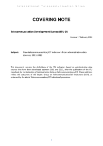 COVERING NOTE  Telecommunication Development Bureau (ITU-D) Subject: