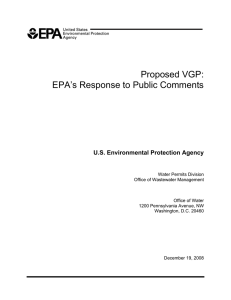 Proposed VGP: EPA’s Response to Public Comments U.S. Environmental Protection Agency