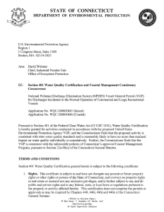 STATE OF CONNECTICUT DEPARTMENT OF ENVIRONMENTAL PROTECTION