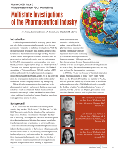 Multistate Investigations of the Pharmaceutical Industry Introduction