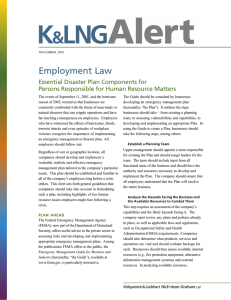 Employment Law Essential Disaster Plan Components for