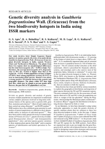 Gaultheria two biodiversity hotspots in India using ISSR markers