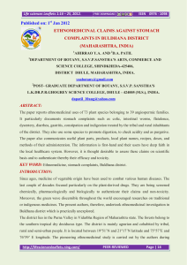 Published on: 1 Jan 2012 ETHNOMEDICINAL CLAIMS AGAINST STOMACH COMPLAINTS IN BULDHANA DISTRICT