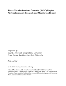 Sierra Nevada-Southern Cascades (SNSC) Region Air Contaminants Research and Monitoring Report