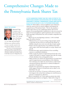 Comprehensive Changes Made to the Pennsylvania Bank Shares Tax