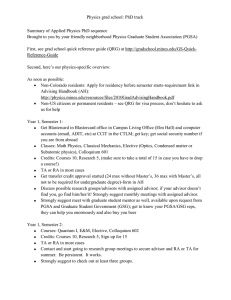 Physics grad school: PhD track Summary of Applied Physics PhD sequence