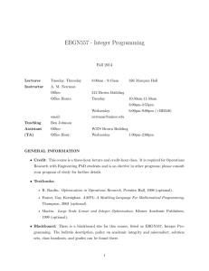 EBGN557 - Integer Programming Fall 2014