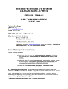 DIVISION OF ECONOMICS AND BUSINESS COLORADO SCHOOL OF MINES  EBGN-559 / EBGN-459