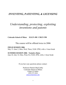 Understanding, protecting, exploiting inventions and patents INVENTING, PATENTING, &amp; LICENSING
