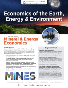 Economics of the Earth, Energy &amp; Environment Mineral &amp; Energy Economics