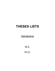 THESES LISTS M.S. Ph.D.