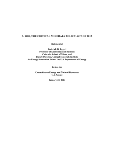 S. 1600, THE CRITICAL MINERALS POLICY ACT OF 2013