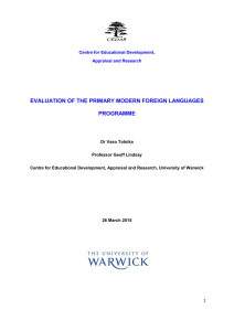 EVALUATION OF THE PRIMARY MODERN FOREIGN LANGUAGES PROGRAMME