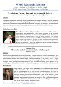 WMG Research Seminar Translational Polymer Research for Sustainable Polymers