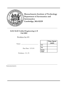 Massachusetts Institute of Technology Department of Aeronautics and Astronautics Cambridge, MA 02139