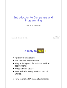 Introduction to Computers and Programming In reply to Mud