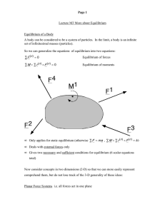 Page 1 Lecture M3 More about Equilibrium Equilibrium of a Body
