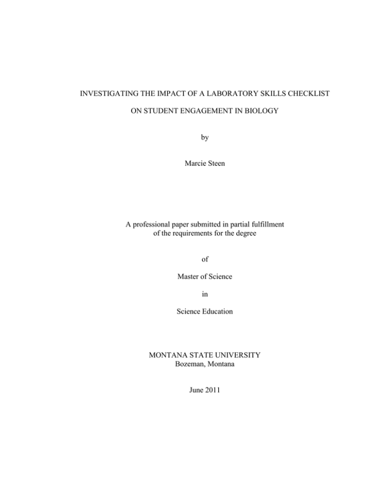 INVESTIGATING THE IMPACT OF A LABORATORY SKILLS CHECKLIST by