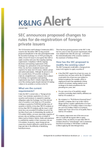 Alert K&amp;LNG SEC announces proposed changes to rules for de-registration of foreign