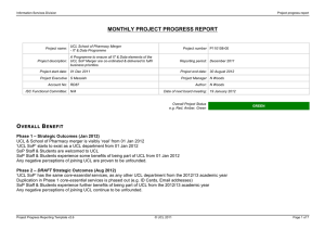 MONTHLY PROJECT PROGRESS REPORT