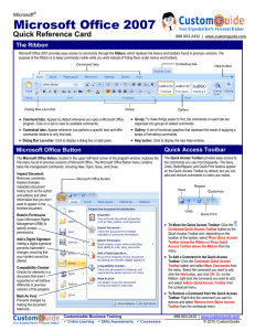 Microsoft Office 2007 Quick Reference Card The Ribbon