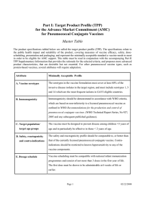 Part I: Target Product Profile (TPP) for Pneumococcal Conjugate Vaccines