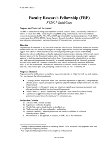 Faculty Research Fellowship (FRF) FY2007 Guidelines Purpose and Nature of the Award