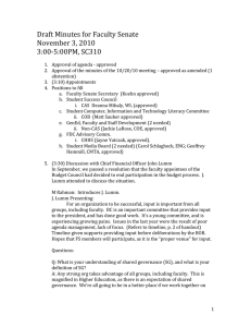 Draft Minutes for Faculty Senate  November 3, 2010  3:00‐5:00PM, SC310   