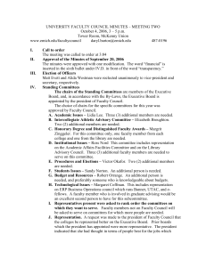 UNIVERSITY FACULTY COUNCIL MINUTES – MEETING TWO Tower Room, McKenny Union www.emich.edu/facultycouncil