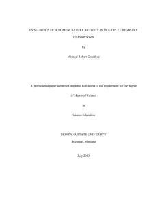 EVALUATION OF A NOMENCLATURE ACTIVITY IN MULTIPLE CHEMISTRY CLASSROOMS by