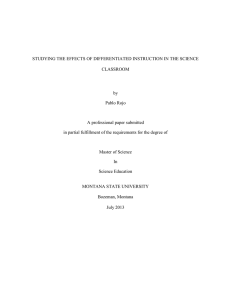 STUDYING THE EFFECTS OF DIFFERENTIATED INSTRUCTION IN THE SCIENCE CLASSROOM by Pablo Rojo