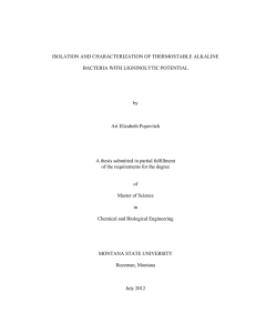 ISOLATION AND CHARACTERIZATION OF THERMOSTABLE ALKALINE BACTERIA WITH LIGNINOLYTIC POTENTIAL by