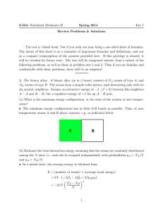 8.334: Statistical Mechanics II Spring 2014 Test 1 Review Problems &amp; Solutions