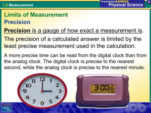 Limits of Measurement Precision least precise measurement used in the calculation.