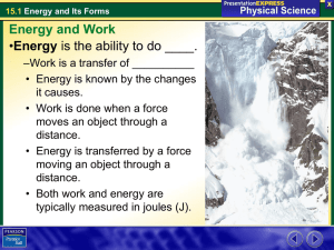 Energy Energy and Work