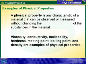 physical property material that can be observed or measured