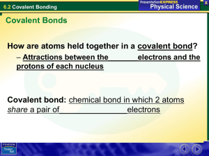 How are atoms held together in a covalent bond? Covalent bond: share