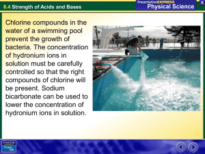 Chlorine compounds in the water of a swimming pool bacteria. The concentration