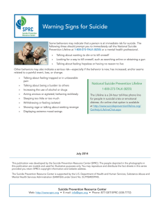 Warning Signs for Suicide