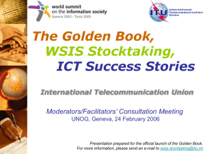 The Golden Book, WSIS Stocktaking, ICT Success Stories International Telecommunication Union