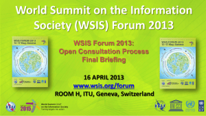 World Summit on the Information Society (WSIS) Forum 2013  WSIS Forum 2013: