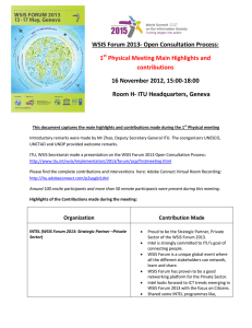 WSIS Forum 2013- Open Consultation Process:  16 November 2012, 15:00-18:00