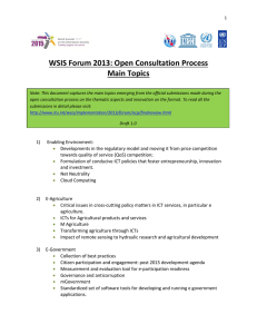 WSIS Forum 2013: Open Consultation Process Main Topics consultation process