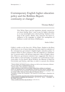 Contemporary English higher education policy and the Robbins Report: continuity or change?